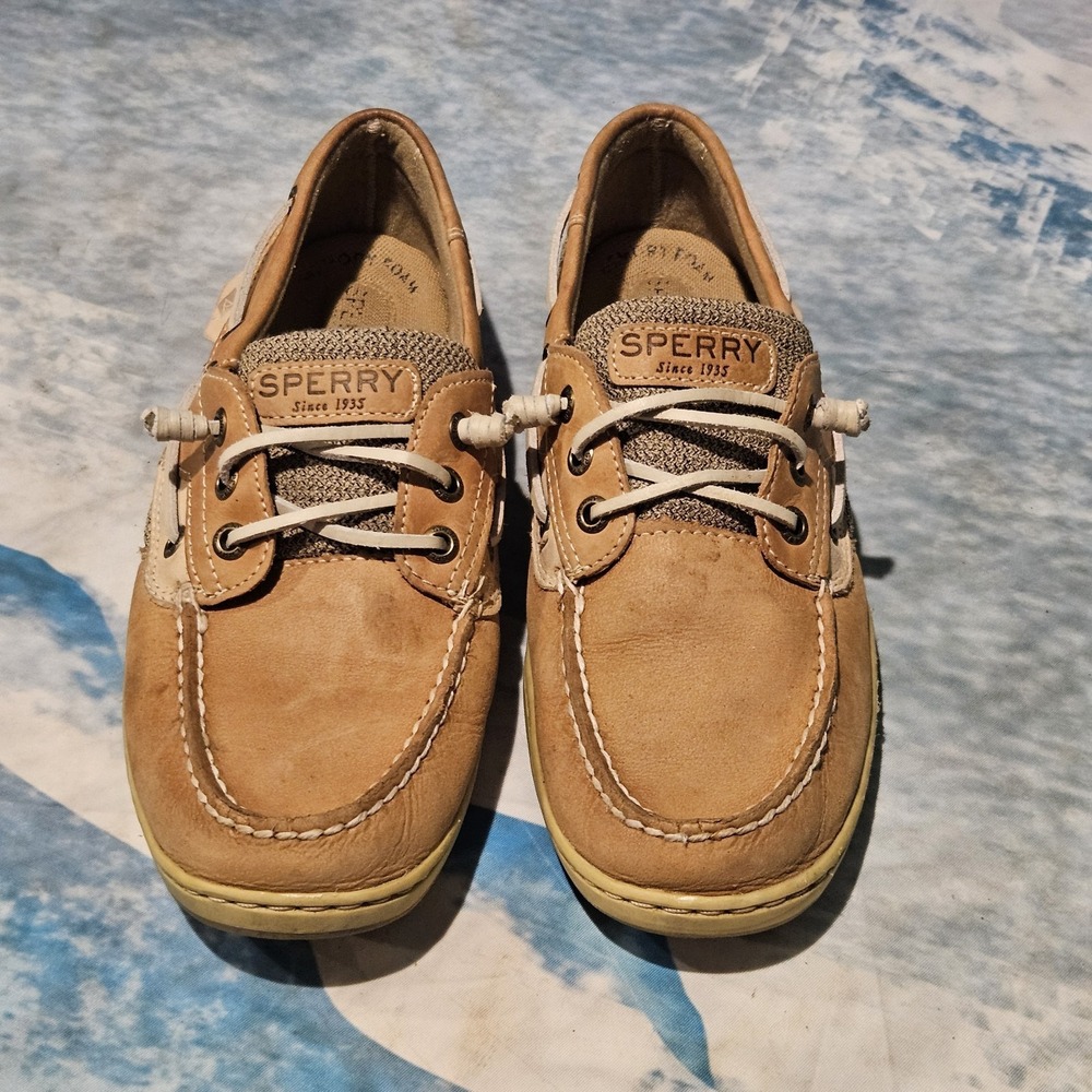 Sperry Top-Sider Women's Size 9 Tan Leather Boat Shoes Deck Shoes STS97405